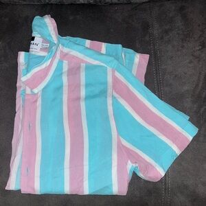 Topman pink + blue striped button down